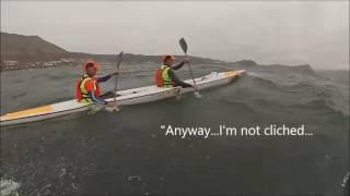 Jose Luis paddling downwind with Dawid Mocke