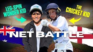 12 year-old English batter vs 13 year old Aussie Leg Spinner | Net Battle in India