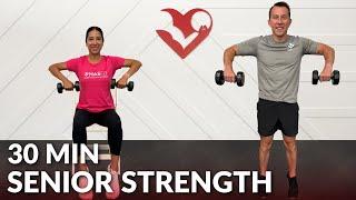 30 Min Strength Training for Seniors Exercise at Home - Weight Training Seated Chair Workout Over 60