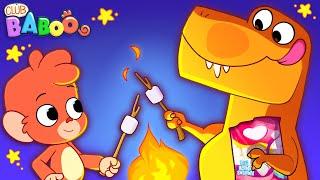 Club Baboo | 1½ HOUR VIDEO | Dinosaurs at the Marshmellow Campfire | Learn Dino Names for Kids