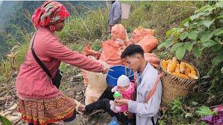 Single father and daughter work for money to buy nutritious porridge