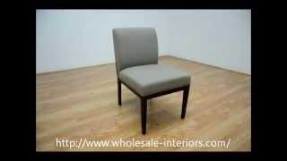 Wholesale Interiors Catalina Taupe Twill Fabric Dining Chair with Dark Wood Legs