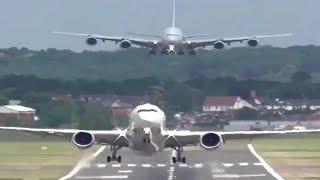 Two Flight's landing  and  takeoff at a time on the same runway || very rare video