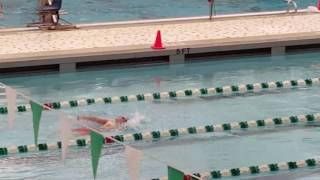 Caleb swimming his 1st 25m backstroke