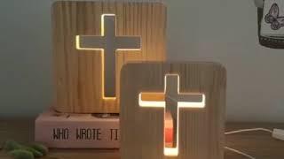 The Cross Light Wood LED Night Table Lamps Bed Lamps designed by E-Top (HK) Technology Limited