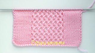 Узоры спицами. Самая простая сеточка. Knitting patterns. The simplest mesh.