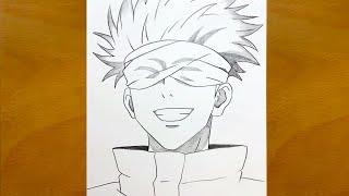 Anime sketch | How to draw gojo satoru from Jujutsu Kaisen | Draw anime | Anime Drawing | Gojo