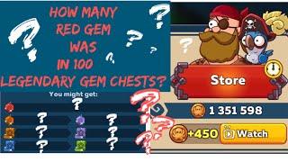 How many red gem was in 100 legendary gem chests? #hustlecastle #gameplay