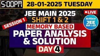 JEE MAIN 2025 - Session 1 |  Shift 1 & 2 | Day 4 | Memory Based  -  Paper Analysis & Solution