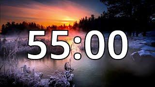 55 Minutes Winter Timer Countdown With Music and Alarm (Simple Beep)