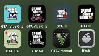 GTA Mobile iPad:GTA: Vice City (Definitive Edition),GTA 3,Grand Theft Auto San Andreas,GTA V Manual