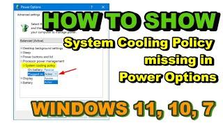 System Cooling Policy Missing in Power Options | How to fixed?