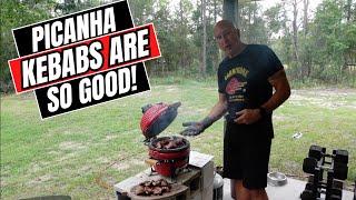 A Carnivore Makes Picanha Kebabs For the First Time | 13" Kamado Grill