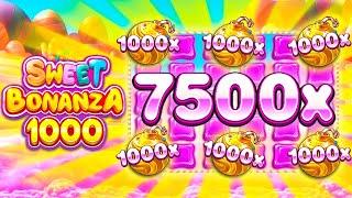 ПОЙМАЛ 6 БОМБ НА 1000X В Sweet Bonanza 1000 \ 7500X ЗА СПИН \ занос \ заносы недели \ бонанза 1000