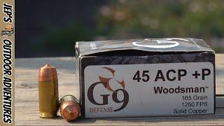 45 ACP for Bear? | G9 Defense 45 +P Woodsman 165Gr Solid Copper | Jugs Test