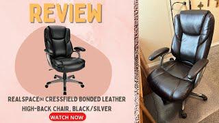 Realspace® Cressfield Bonded Leather High-Back Chair, Black/Silver Review