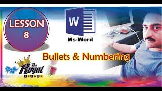 Bullets and Numbering || Microsoft Word 2019 Latest Lesson  - 8 for Beginners updated 2021