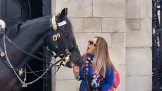 She enters the danger zone her fingers pay the price #royalhorseguard