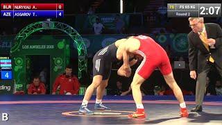 Round 2 FS - 65 kg: Toghrul ASGAROV (AZE) df. Azamat NURYKAU (BLR), 6-2