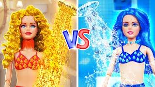 Fire  vs Ice  Barbie Doll: Funny Hot vs Cold Competition! Creative Hacks by 123 GO!