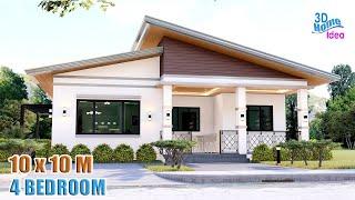 10 x 10 Meters | HOUSE DESIGN IDEAS | 4 Bedroom Pinoy House