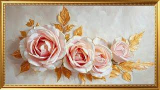 Valentine Roses with Music | 4K Floral Painting Screensaver | Gold Frame TV Art | 2Hrs