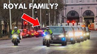 MASSIVE MOTORCADE RUSHES TOWARDS BUCKINGHAM PALACE 