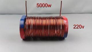 I Made a 220v Free Electricity Generator with Copper Wire and It Works!