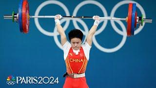 China's Hou Zhihui strikes weightlifting gold again in women's 49kg | Paris Olympics | NBC Sports