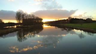 Emsland from air (Ems Canal, Heede, Dersum), Germany, Drone video.