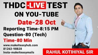 THDC  Je live test, best for last, je class by rahul kothiyal sir