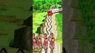 4 beautiful girl dance vs train attack #vfx #shorts #viral #trending