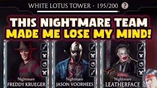 MK Mobile. Fatal White Lotus Tower 195. I Got Wrecked By NIGHTMARE TEAM!!!