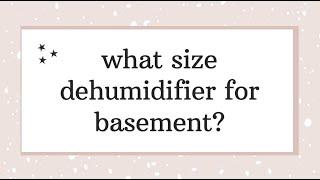 what size dehumidifier for basement