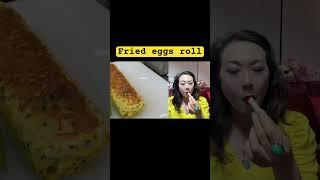 Jenny likes China street food: Fried eggs roll! Jenny eating show! Chinese Asian food snacks!