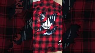 1/1 Monster Within Distressed Flannel Sewed #customclothing #art #diypunk #sewing #streetwear #diy