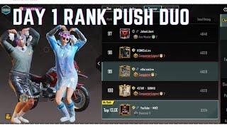 DAY 1 RANK PUSH DUO | നമ്മക്ക് ഒരുമിച്ചു CONQUEROR അടിച്ചാലോ ️| Platinum To Conqueror Journey