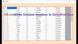 VB.net Tutorial How to hide Column Headers in DataGridView