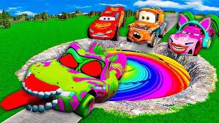 ZOMBIE Pit Transform In Beast Lightning McQueen & Big & Small Pixar Cars! Beam.NG Drive!