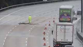 Pothole appears on the M25 Motorway, the busiest road in Europe