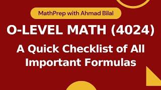 O-level Math (4024) | A Checklist of All Important Formulas and Major Concepts