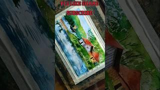 Easy watercolor village scenery drawing for beginners#ytshorts #trending #art