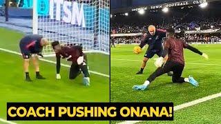 United new goalkeeping coach pushing Andre Onana hard on his endurance, but look his reflexes...