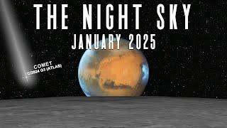 The Night Sky | January 2025 | Moon Moves In Front of Mars | Comet ATLAS | Quadrantids Meteor Shower