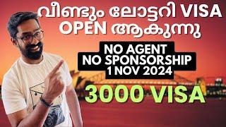 Happy News! വീണ്ടും 3000 ലോട്ടറിVisa  Open ആകുന്നു! are you ready? No agent and No Sponsorship