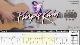 Purple Rain - Prince | Fingerstyle Guitar | TAB + Chords + Lyrics