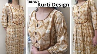 Stylish Pleated Kurti Design with Yoke Pattern||Pocket||Cutting and Stitching||DIY/Full Tutorial