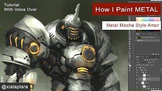 Painting Metal Mech Armor Technique, Digital Painting Tutorial