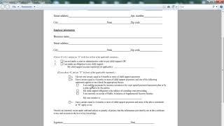 Child support Certification form DCA