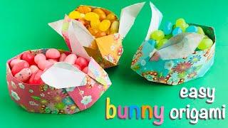 Easy Bunny Origami, Paper Folding Craft. Fun Birthday Decorations, Gift Cards, Cute Party Favors.